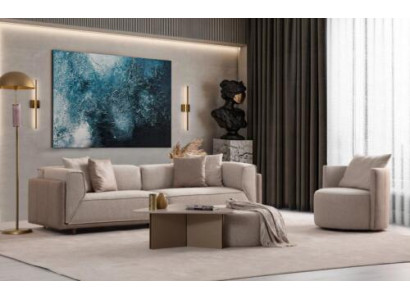 Beige Wohnzimmer Set Helles Sofagarnitur 3+1 Sitzer Neuheit 2tlg. neu