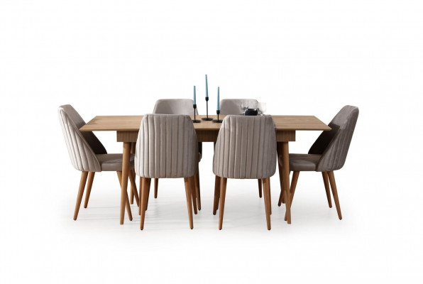 Luxus Esstisch Essgruppe Esszimmer Garnitur 6x Stühle Holz Set 7tlg