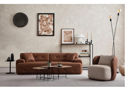 Braun Wohnzimmer Set Exklusive Sofagarnitur 3+1 Sitzer Neuheit 2tlg.