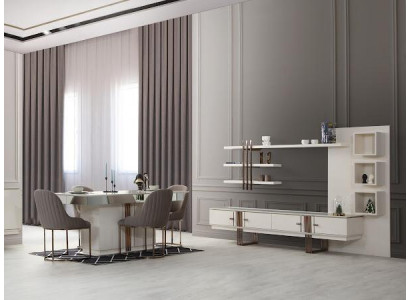 Esszimmer 6tlg. Set Esstisch Sideboard 4x Stühle Modern Neuheit Design