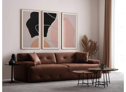 3-Sitzer Sofa Modern Holz Wohnzimmer Möbel Braun farbe Luxus Chesterfield