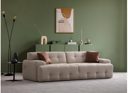 3-Sitzer Sofa Modern Holz Wohnzimmer Möbel Beige farbe Luxus Helles