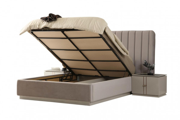 Perfekte Schlafzimmer Set Elegant Luxus Bett und 2x Nachttische Modernes