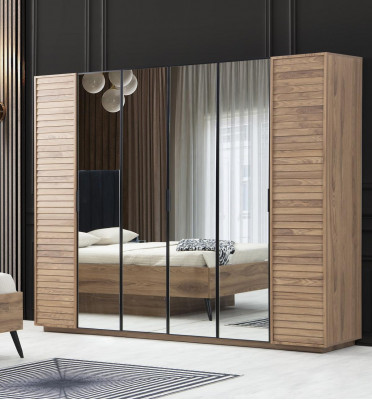 Kleiderschrank Braun Holz Schrank Design Kinderzimmer 6-tür Neuheit