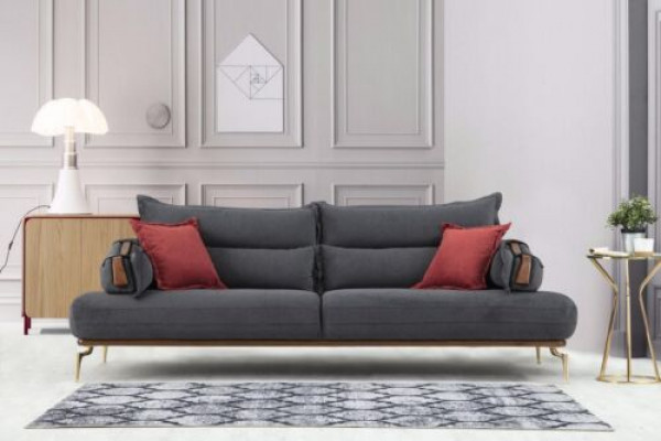 Perfekte 3-Sitzer Sofa Modern Holz Wohnzimmer Möbel Grau farbe Luxus