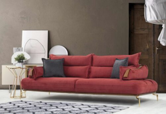 Perfekte 3-Sitzer Sofa Modern Holz Wohnzimmer Möbel Rot farbe Luxus