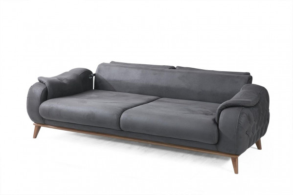 3-Sitzer Sofa Modern Holz Wohnzimmer Möbel Grau farbe Luxus Chesterfield