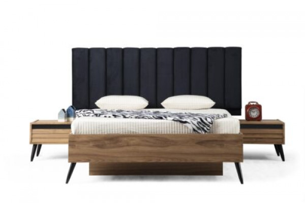 Modern Schlafzimmer Set Besteht aus Stilvoll Bett und 2x Nachttische 3tlg.