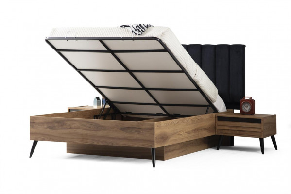 Modern Schlafzimmer Set Besteht aus Stilvoll Bett und 2x Nachttische 3tlg.