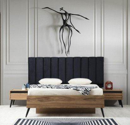 Modern Schlafzimmer Set Besteht aus Stilvoll Bett und 2x Nachttische 3tlg.