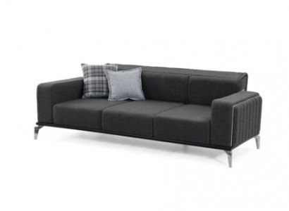 Stilvoll 3-Sitzer Sofa Modern Holz Wohnzimmer Möbel Grau farbe Luxus