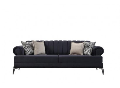 Exklusive 3-Sitzer Sofa Modern Holz Wohnzimmer Möbel farbe Blau Luxus