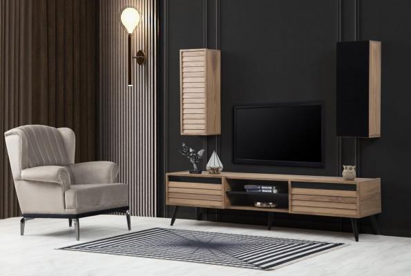 Exklusive Wohnzimmer Set TV-Lowboard und Sessel Luxus Design neu 2tlg