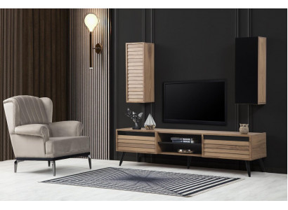 Exklusive Wohnzimmer Set TV-Lowboard und Sessel Luxus Design neu 2tlg