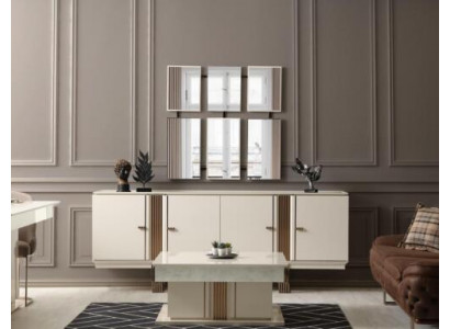 Anrichte Sideboard Luxus Designer Holz Regal Schrank Möbel Beige Kommode