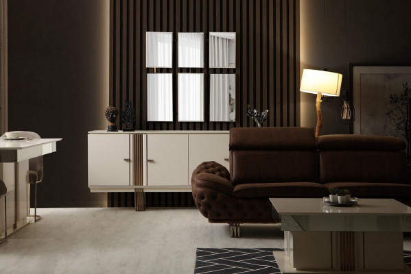 Anrichte Sideboard Luxus Designer Holz Regal Schrank Möbel Beige Kommode
