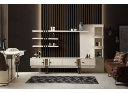 Luxus Sideboard mit Regal stilvoll Beige Kommode Modern Möbel Design