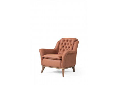 Sessel Modern Holz Design Wohnzimmer Möbel Orange farbe Luxus Stil