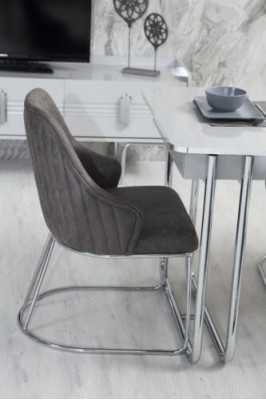 Luxus 1x Stuhl Esszimmerstuhl Küchenstühle Polsterstuhl Holz Grau
