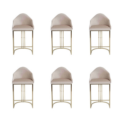 Stilvoll Esstisch 6x Stühle Beige Lehnstuhl Möbel Einrichtung Sitzpolster Stühle