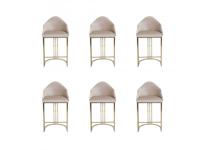 Stilvoll Esstisch 6x Stühle Beige Lehnstuhl Möbel Einrichtung Sitzpolster Stühle