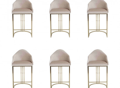 Stilvoll Esstisch 6x Stühle Beige Lehnstuhl Möbel Einrichtung Sitzpolster Stühle