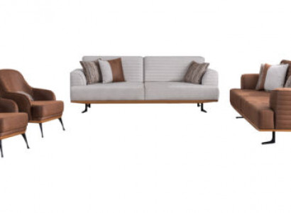 Sofagarnitur für Wohnzimmer 4 Teile in modernem Stil Neu in Textilmaterial