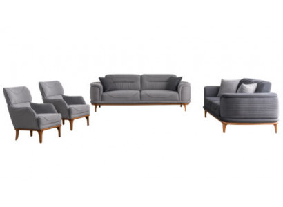 Modernes Graues Polstermöbel Set: Sofas und Sessel für Wohnzimmer Neu