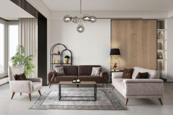 Moderne Polster Sofagarnitur Stoffsofas Textilcouchen Sessel 3tlg Set