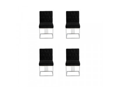 Schwarzer 4x Stühle Lehnstuhl Designer Esszimmer Möbel Essstühle Edelstahlstuhl