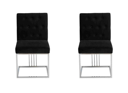 Schwarzer Lehnstuhl Designer 2x Stühle Esszimmer Möbel Essstühle Edelstahlstuhl