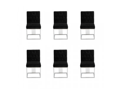 Schwarzer Esszimmer 6x Stühle Lehnstuhl Designer Möbel Essstühle Edelstahlstuhl