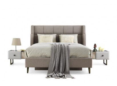 Graue Schlafzimmer Möbel Designer Doppelbett Holz Nachttische 3tlg Set