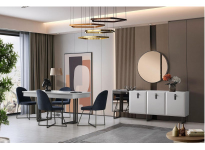 Luxuriöse Essgruppe Designer Esstisch 4x Polsterstühle Sideboard 7tlg