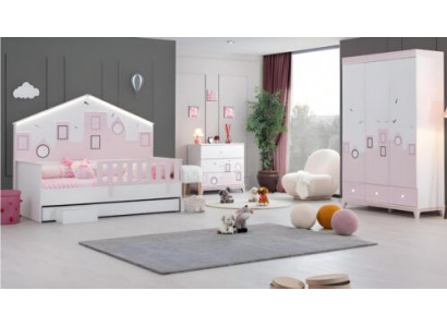 Kinderbett Rosa Kleiderschrank Jugendzimmer Kinderzimmer Möbel 2tlg Set Holz