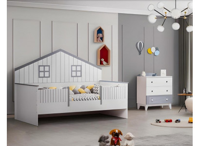 Modern Kinderzimmer 2tlg Möbel Komplettzimmer Mehrfarbig Kinderbett Kommod