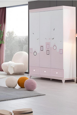 Kinderzimmer Set Mehrfarbig Komplett Kleiderschrank Kommode Helles 2tlg Neu