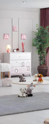 Kinderzimmer Set Mehrfarbig Komplett Kleiderschrank Kommode Helles 2tlg Neu