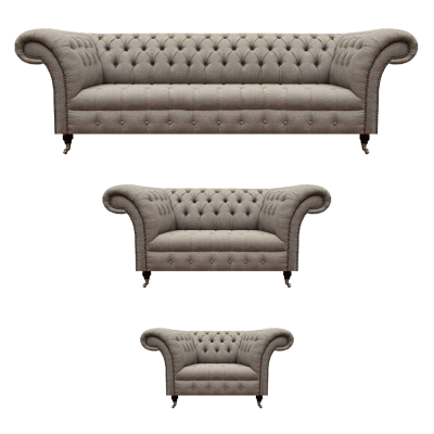 Sofagarnitur 3tlg Polstermöbel Dreisitzer Sofa Viersitzer Möbel Chesterfield