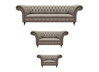 Sofagarnitur 3tlg Polstermöbel Dreisitzer Sofa Viersitzer Möbel Chesterfield