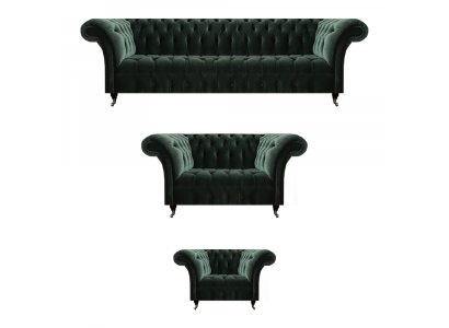 Sofagarnitur Sofas Polstermöbel Sessel Zweisitzer mit Viersitzer Chesterfield