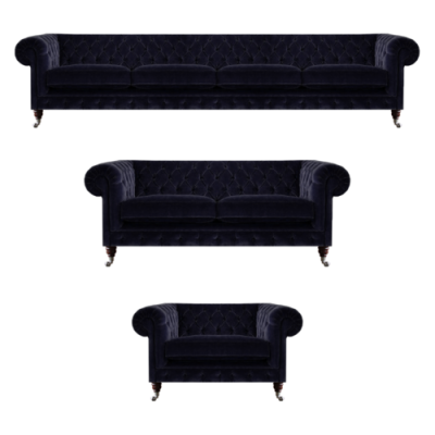 Komplett Wohnzimmer Blau Viersitzer mit Zweisitzer Sofas Neu Sessel Chesterfield