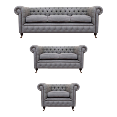 Chesterfield Sofagarnitur Stoff Textil Polster Couch Sofa Garnitur 3tlg Neu