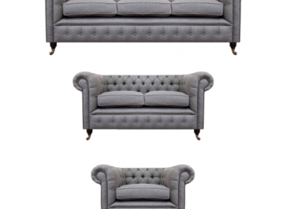 Chesterfield Sofagarnitur Stoff Textil Polster Couch Sofa Garnitur 3tlg Neu