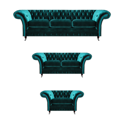 Grün Sofa Set 3tlg Wohnzimmer Chesterfield Polstermöbel Luxus Design Neu