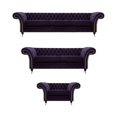 Polstermöbel Wohnzimmer Set 3tlg Chesterfield Textilsofas Sessel Einrichtung