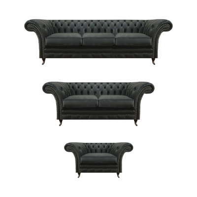 Chesterfield Schwarz Polstermöbel Wohnzimmer 3tlg Modern Einrichtung