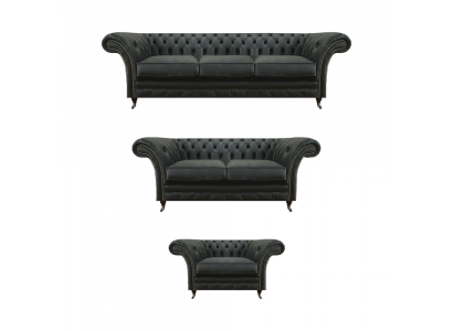 Chesterfield Schwarz Polstermöbel Wohnzimmer 3tlg Modern Einrichtung