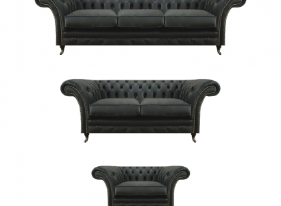 Chesterfield Schwarz Polstermöbel Wohnzimmer 3tlg Modern Einrichtung