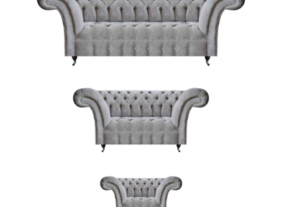 Set 3tlg Luxus Dreisitzer mit Zweisitzer Sofas Textil Sessel Neu Chesterfield